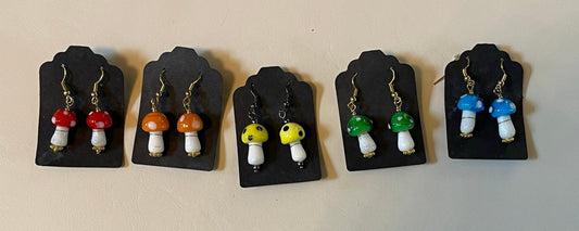 Cute Glass Mushroom Earrings