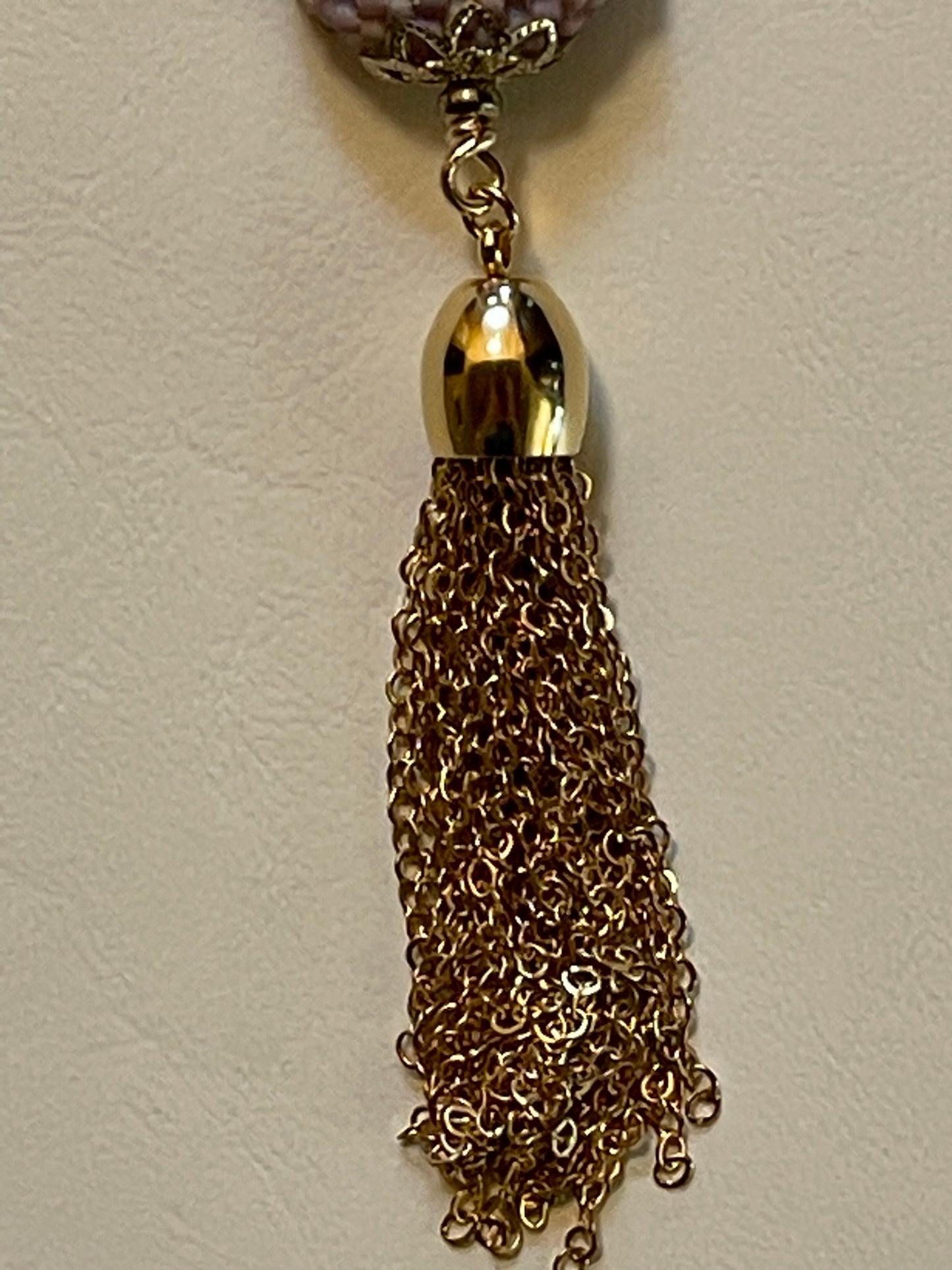 Beaded Bead Pendant on Chain