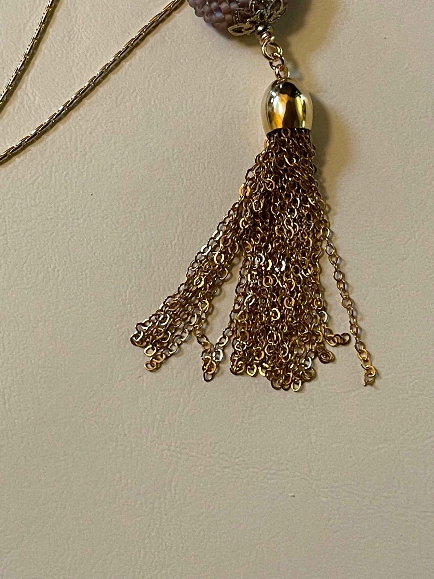 Beaded Bead Pendant on Chain